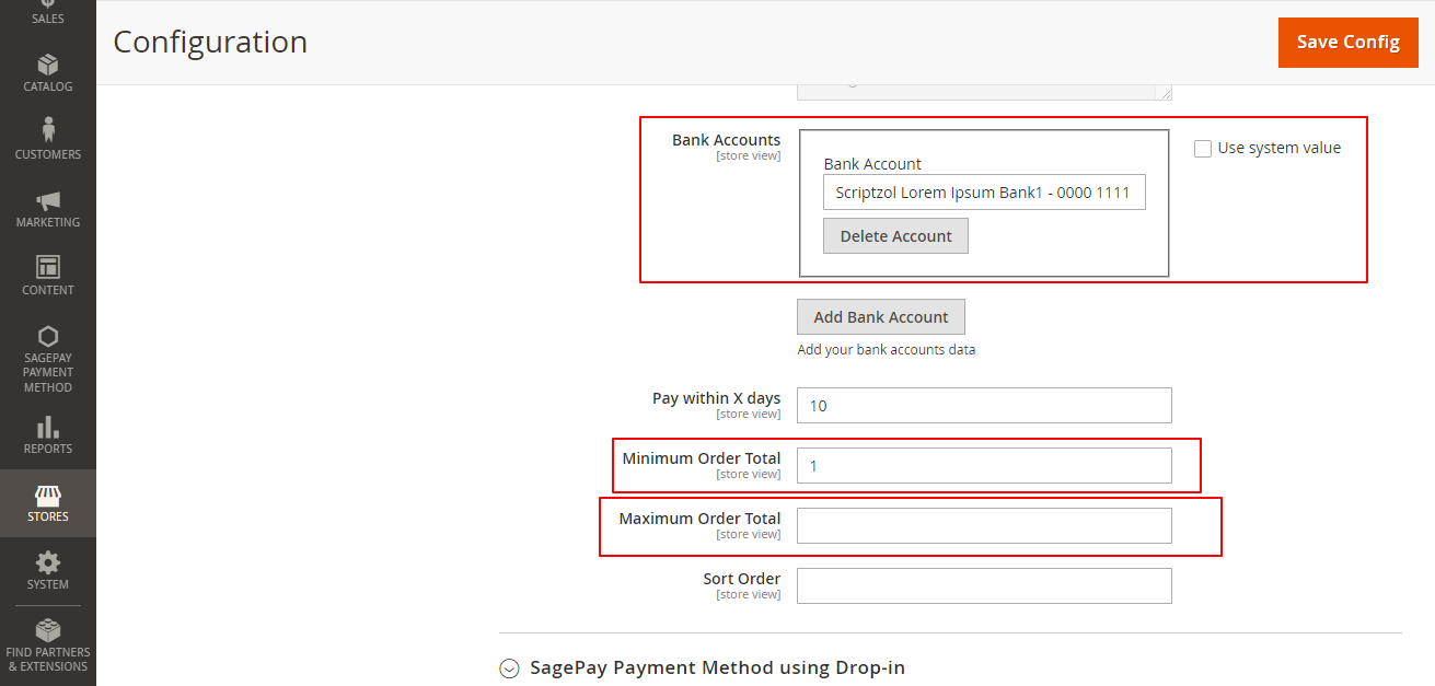 cheque payment payment config
