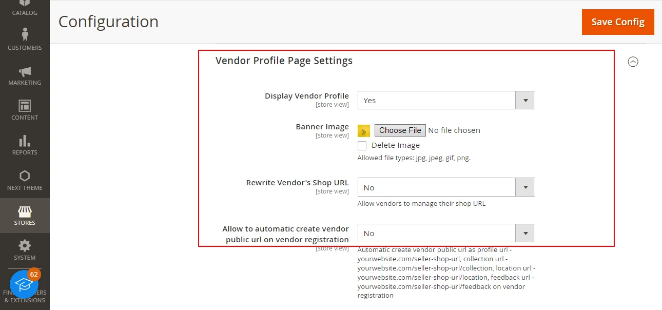 Magento 2 Marketplace Vendor Profile Configuration /