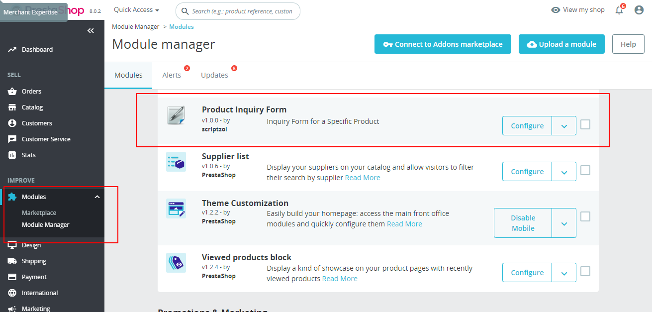 prestashop product inquiry form extension