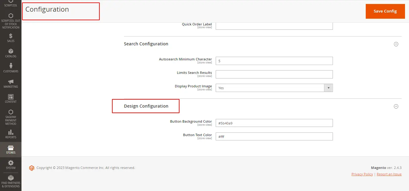 quickorder store configuration design