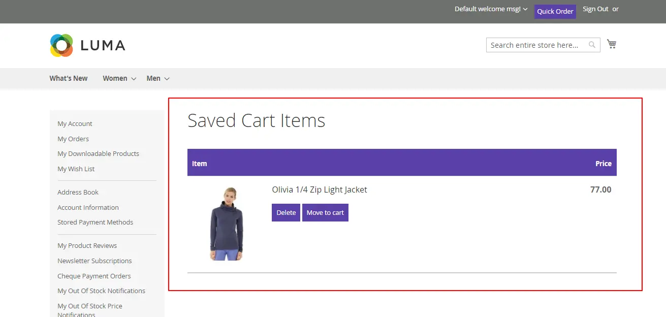  Save For Later Cart