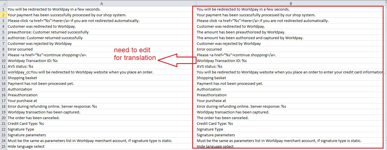 Worldpay Edit Table